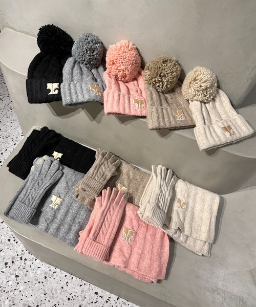 セール】【3点セット】ニット帽＋手袋＋マフラー（ニットキャップ