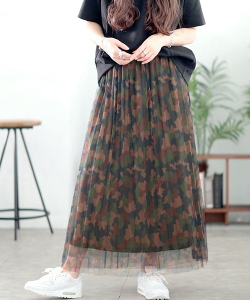 GOLDJAPAN(ゴールドジャパン)の「レイヤードチュールプリーツスカート【大きいサイズ対応】(スカート・レディース・マルチ/ブラック・LL~3L/4L~5L)」の2枚目の写真