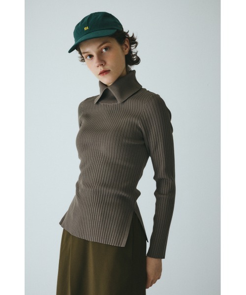 HeRIN.CYE（ヘリンドットサイ）の「Stand collar knit top　　スタンドカラーニットトップ（ニット/セーター・レディース・ピンク/ブルー/ブラウン/ブラック・FREE）」の3枚目の写真