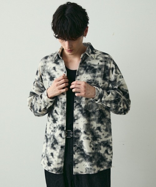 Shoowtime（ショウタイム）の「タイダイパターンコーデュロイシャツ / Tie-Dye Style Corduroy Shirt（シャツ/ブラウス・メンズ・ホワイト/カーキ/ブラック・MEDIUM/LARGE/X-LARGE）」の4枚目の写真