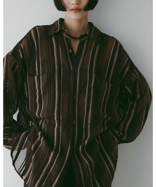anuke Sheer Stripe Shirts ブラウン ànuke - Sheer Stripe Shirts / シアーストライプシャツ