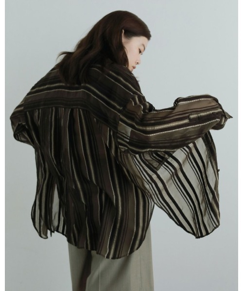 anuke 25AW Sheer Stripe Shirts ベージュ ànuke - Sheer Stripe Shirts / シアーストライプシャツ