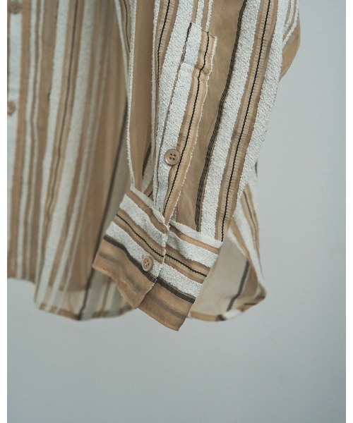 anuke 25AW Sheer Stripe Shirts ベージュ ànuke - Sheer Stripe Shirts / シアーストライプシャツ