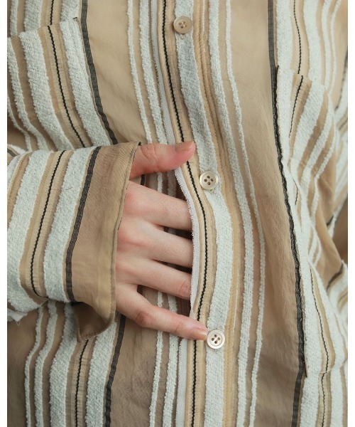 anuke Sheer Stripe Shirts ブラウン ànuke - Sheer Stripe Shirts / シアーストライプシャツ