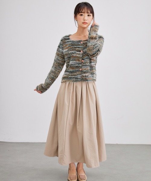 Lace Ladies(レースレディース)の「ラウンドネック シャギー ミックス ニット カーディガン(カーディガン/ボレロ・レディース・グレー/グリーン/ベージュ・FREE)」の5枚目の写真