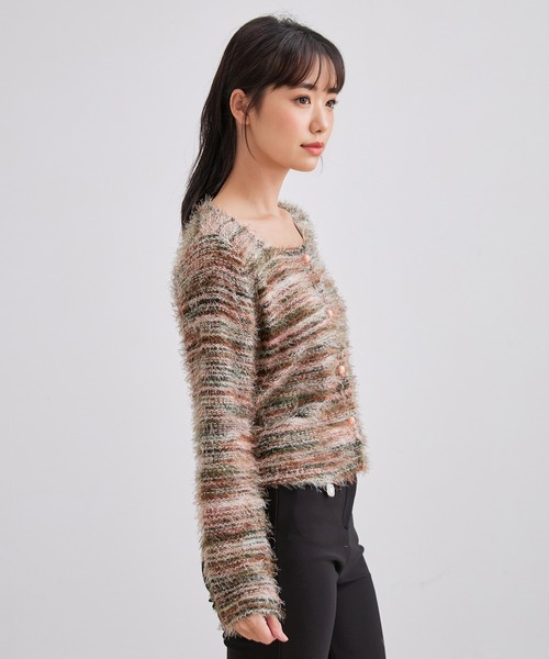 Lace Ladies(レースレディース)の「ラウンドネック シャギー ミックス ニット カーディガン(カーディガン/ボレロ・レディース・グレー/グリーン/ベージュ・FREE)」の16枚目の写真