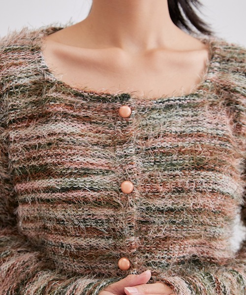 Lace Ladies(レースレディース)の「ラウンドネック シャギー ミックス ニット カーディガン(カーディガン/ボレロ・レディース・グレー/グリーン/ベージュ・FREE)」の18枚目の写真