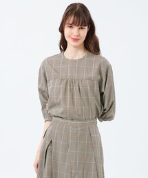 美品＊マッキントッシュフィロソフィー コットンリネンブラウス 36 チェック 美品＊マッキントッシュフィロソフィー コットンリネンブラウス
