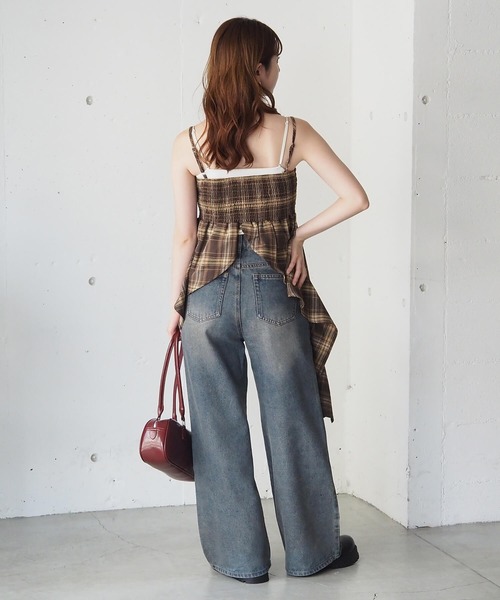 tiptop（ティップトップ）の「チェックアシメフリルキャミ（キャミソール・レディース・ブラック/ブラウン・FREE）」の17枚目の写真