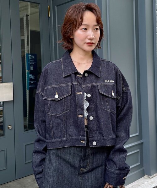 セール】[mline]ロゴショート デニムジャケット（デニムジャケット