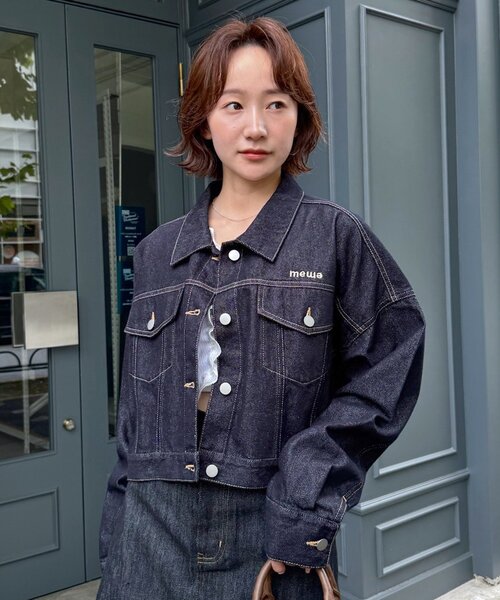 セール】[mline]ロゴショート デニムジャケット（デニムジャケット
