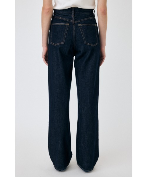 MOUSSY クロスウエストワイドストレートデニム ダークブルー HIGH WAIST STRAIGHT（デニムパンツ）｜MOUSSY（マウジー）の