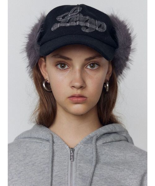 EMODA（エモダ）の「フェイクファーイヤーフラップウールキャップ（キャップ・レディース・ネイビー/ベージュ/ブラック・FREE）」の8枚目の写真