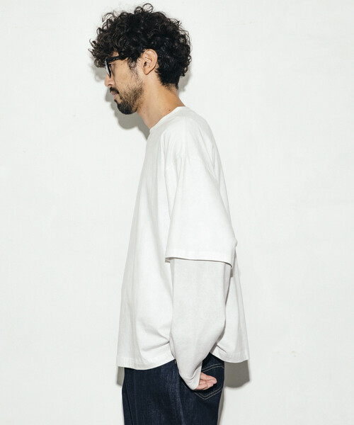 Firsthand（ファーストハンド）の「Firsthand/ファーストハンド リラックスフィット ケミカルプリント レイヤードロンT（Tシャツ/カットソー・メンズ・ブラック/ホワイト/ブラウン/グレー・L/M）」の9枚目の写真