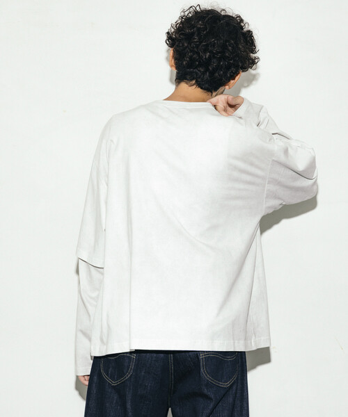 Firsthand（ファーストハンド）の「Firsthand/ファーストハンド リラックスフィット ケミカルプリント レイヤードロンT（Tシャツ/カットソー・メンズ・ブラック/ホワイト/ブラウン/グレー・L/M）」の10枚目の写真