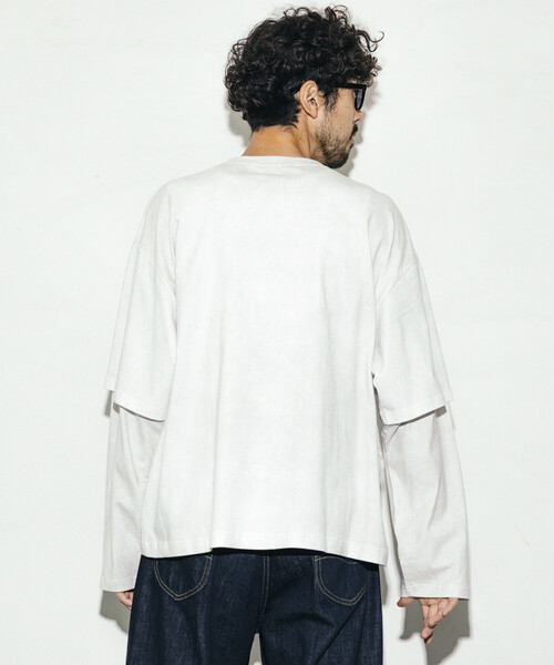 Firsthand（ファーストハンド）の「Firsthand/ファーストハンド リラックスフィット ケミカルプリント レイヤードロンT（Tシャツ/カットソー・メンズ・ブラック/ホワイト/ブラウン/グレー・L/M）」の11枚目の写真