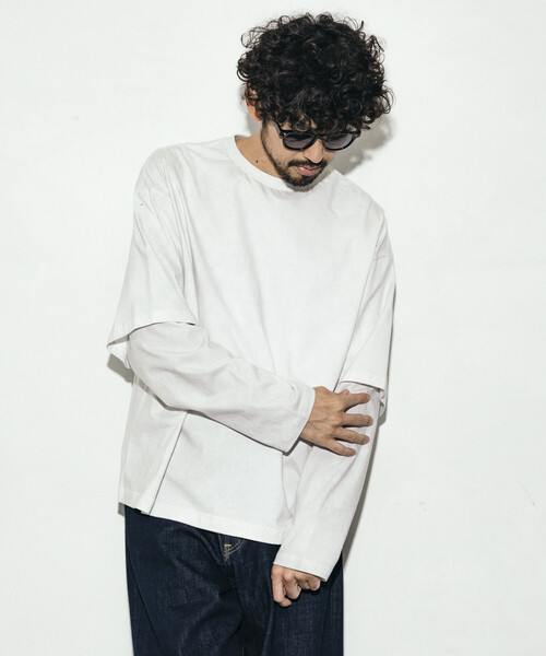 Firsthand（ファーストハンド）の「Firsthand/ファーストハンド リラックスフィット ケミカルプリント レイヤードロンT（Tシャツ/カットソー・メンズ・ブラック/ホワイト/ブラウン/グレー・L/M）」の13枚目の写真