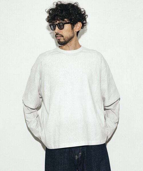 Firsthand（ファーストハンド）の「Firsthand/ファーストハンド リラックスフィット ケミカルプリント レイヤードロンT（Tシャツ/カットソー・メンズ・ブラック/ホワイト/ブラウン/グレー・L/M）」の15枚目の写真