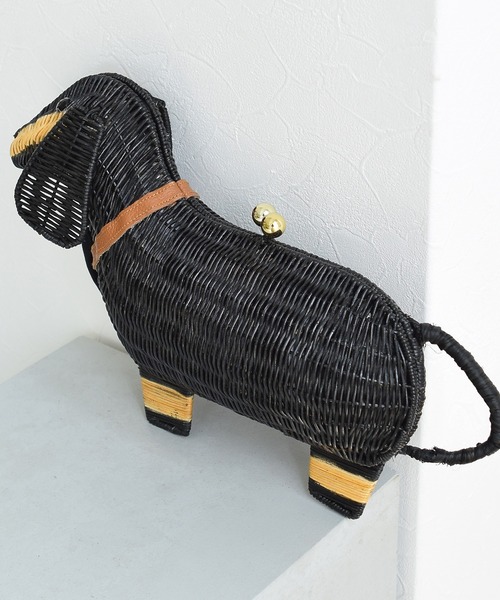 utatane（ウタタネ）の「かごバッグ ラタンウィッカー ダックスフンド（かごバッグ・レディース・ブラック・FREE）」の6枚目の写真