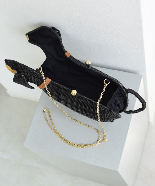 utatane（ウタタネ）の「かごバッグ ラタンウィッカー ダックスフンド（かごバッグ・レディース・ブラック・FREE）」の12枚目の写真