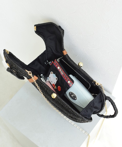 utatane（ウタタネ）の「かごバッグ ラタンウィッカー ダックスフンド（かごバッグ・レディース・ブラック・FREE）」の8枚目の写真