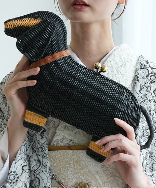 utatane（ウタタネ）の「かごバッグ ラタンウィッカー ダックスフンド（かごバッグ・レディース・ブラック・FREE）」の10枚目の写真