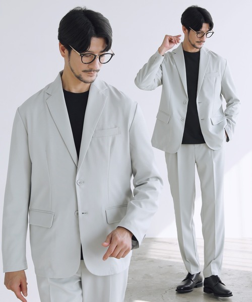 SPU(スプ)の「【防シワ】シングルテーラード&イージースリムパンツセットアップ(セットアップ・メンズ・ブラック/グレー/ネイビー/チャコール・XL/L/M/S)」の2枚目の写真