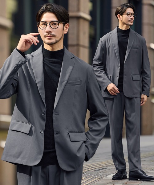 SPU(スプ)の「【防シワ】シングルテーラード&イージースリムパンツセットアップ(セットアップ・メンズ・ブラック/グレー/ネイビー/チャコール・XL/L/M/S)」の3枚目の写真