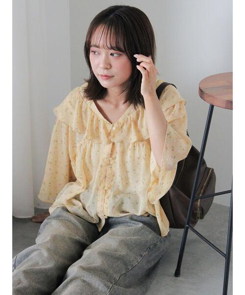 ehka sopo（エヘカソポ）の「花柄フリルブラウス（シャツ/ブラウス・レディース・ブラック/キナリ/イエロー・F）」の13枚目の写真