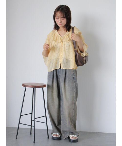 ehka sopo（エヘカソポ）の「花柄フリルブラウス（シャツ/ブラウス・レディース・ブラック/キナリ/イエロー・F）」の16枚目の写真