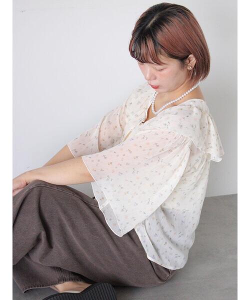 ehka sopo（エヘカソポ）の「花柄フリルブラウス（シャツ/ブラウス・レディース・ブラック/キナリ/イエロー・F）」の21枚目の写真