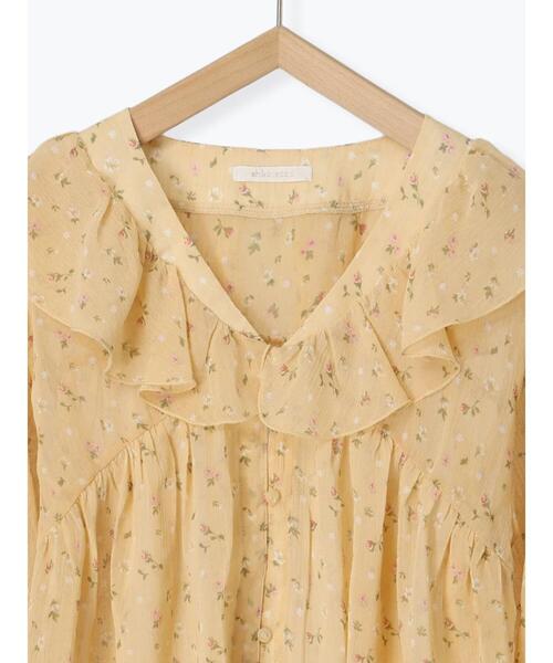 ehka sopo（エヘカソポ）の「花柄フリルブラウス（シャツ/ブラウス・レディース・ブラック/キナリ/イエロー・F）」の7枚目の写真