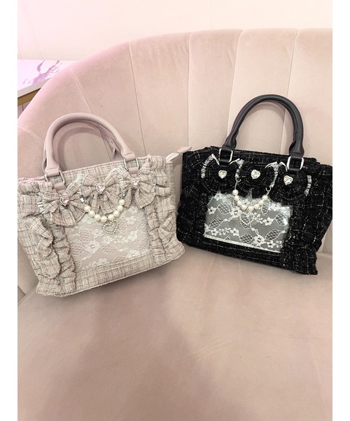 Ank Rouge（アンクルージュ）の「【痛バ】確定ファンサのおまじないツイードＢＡＧ（ショルダーバッグ・レディース・レッド/ピンク/ブラック・FREE）」の5枚目の写真