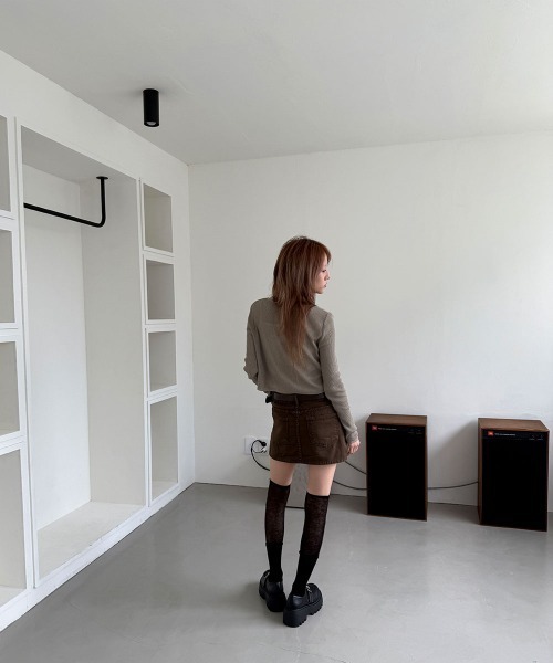 4INT.（フォイント）の「【インナーパンツ付き / ベルトSET】セミローライズ コットン ミニ スカート（スカート・レディース・ベージュ/チャコール/ブラウン/アイボリー・S/M/L）」の10枚目の写真