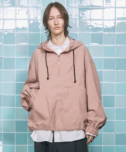 MAISON SPECIAL（メゾンスペシャル）の「《UNISEX》Prime-Over Half Zip Anorak Blouson/プライムオーバーハーフジップアノラックブルゾン【MAISON SPECIAL/メゾンスペシャル】（ブルゾン・メンズ・グレイッシュベージュ/ブラック/ブラウン/ピンク/チャコールグレー/パープル・0/1/2）」の6枚目の写真