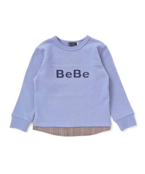 BeBe（ベベ）の「パッチ刺しゅうロゴレイヤード風トレーナー（スウェット・キッズ・グリーン/ブルー・130cm/110cm/120cm/150cm/140cm/100cm）」の13枚目の写真