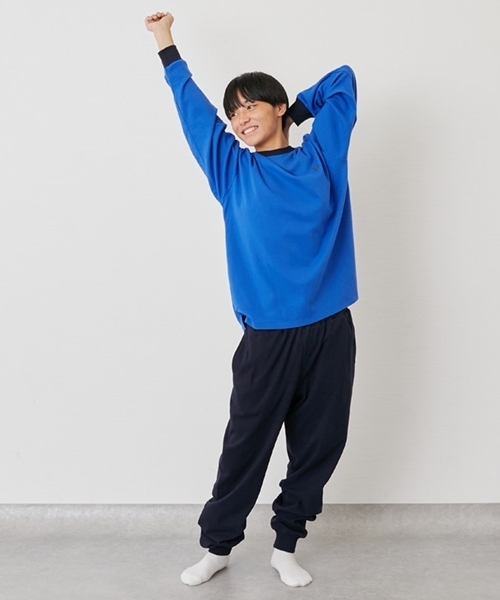 GLAZOS（グラソス）の「スムース・ルームウエアセット（ルームウェア/パジャマ・キッズ・トップグレー/ブルー・150cm/170cm/160cm）」の2枚目の写真