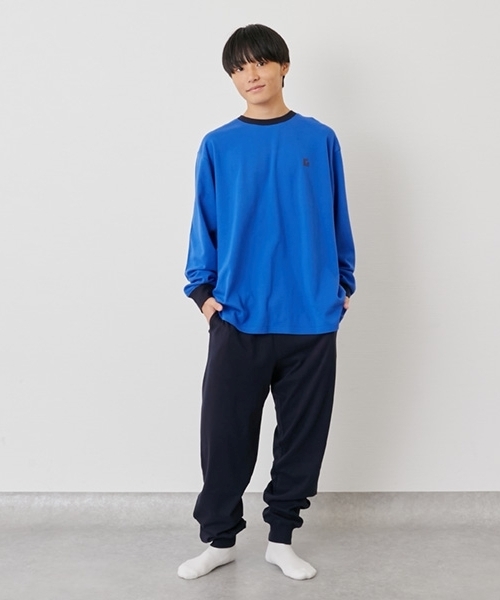 GLAZOS（グラソス）の「スムース・ルームウエアセット（ルームウェア/パジャマ・キッズ・トップグレー/ブルー・150cm/170cm/160cm）」の14枚目の写真