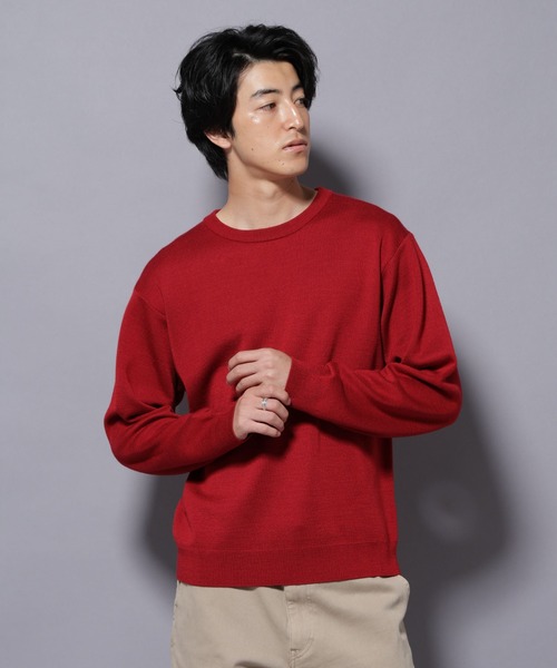 NANO universe(ナノユニバース)の「タスマニアウールミックス ミラノリブリラックスクルーネックニット(ニット/セーター・メンズ・ブラック/トップグレー/ダークブルー/レッド・S/L/M)」の4枚目の写真