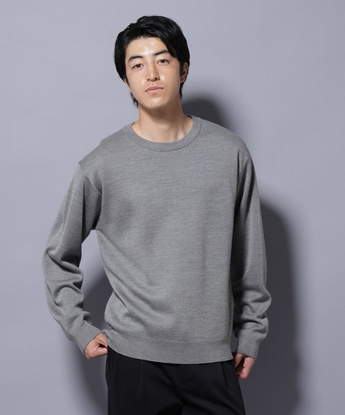 NANO universe(ナノユニバース)の「タスマニアウールミックス ミラノリブリラックスクルーネックニット(ニット/セーター・メンズ・ブラック/トップグレー/ダークブルー/レッド・S/L/M)」の3枚目の写真