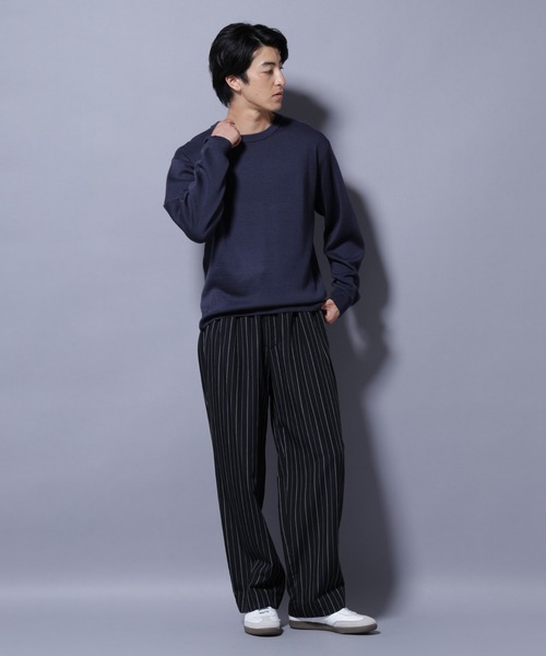 NANO universe(ナノユニバース)の「タスマニアウールミックス ミラノリブリラックスクルーネックニット(ニット/セーター・メンズ・ブラック/トップグレー/ダークブルー/レッド・S/L/M)」の16枚目の写真