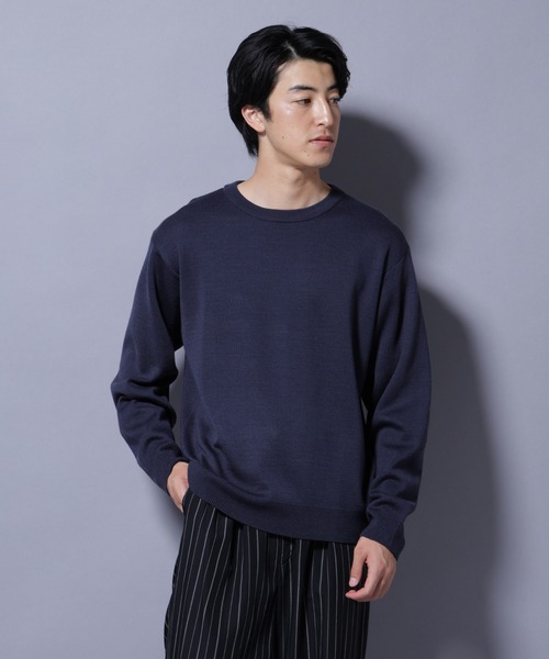 NANO universe(ナノユニバース)の「タスマニアウールミックス ミラノリブリラックスクルーネックニット(ニット/セーター・メンズ・ブラック/トップグレー/ダークブルー/レッド・S/L/M)」の12枚目の写真