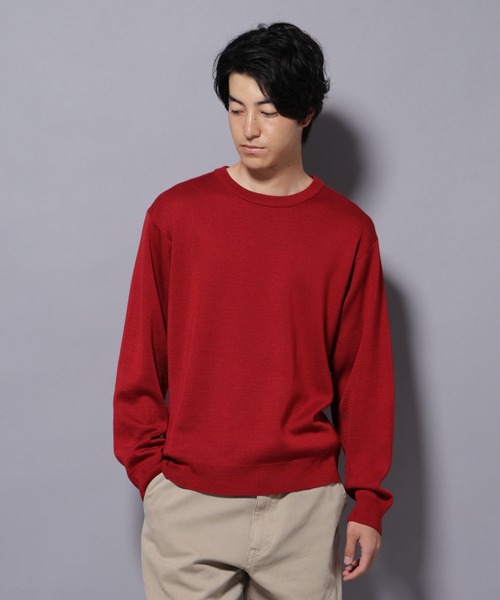 NANO universe(ナノユニバース)の「タスマニアウールミックス ミラノリブリラックスクルーネックニット(ニット/セーター・メンズ・ブラック/トップグレー/ダークブルー/レッド・S/L/M)」の19枚目の写真