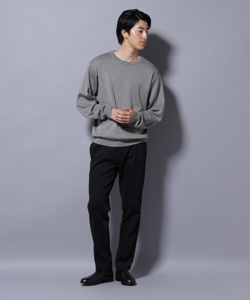 NANO universe(ナノユニバース)の「タスマニアウールミックス ミラノリブリラックスクルーネックニット(ニット/セーター・メンズ・ブラック/トップグレー/ダークブルー/レッド・S/L/M)」の9枚目の写真