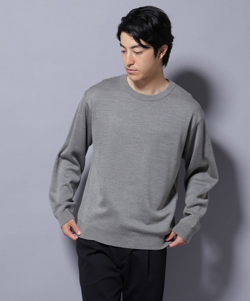 NANO universe(ナノユニバース)の「タスマニアウールミックス ミラノリブリラックスクルーネックニット(ニット/セーター・メンズ・ブラック/トップグレー/ダークブルー/レッド・S/L/M)」の5枚目の写真