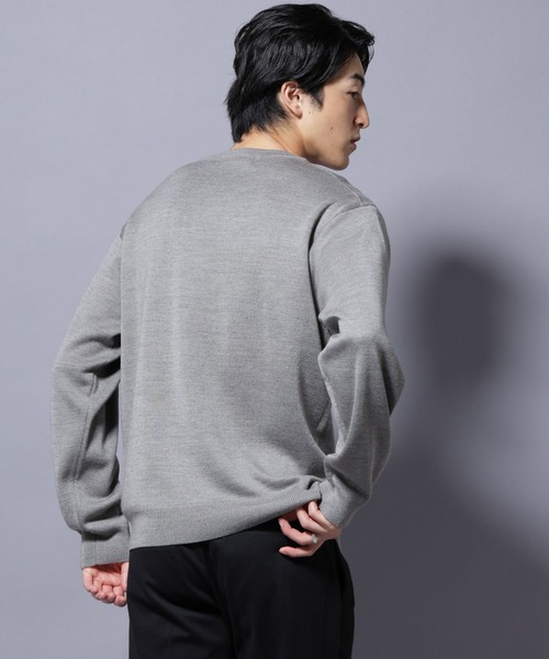 NANO universe(ナノユニバース)の「タスマニアウールミックス ミラノリブリラックスクルーネックニット(ニット/セーター・メンズ・ブラック/トップグレー/ダークブルー/レッド・S/L/M)」の8枚目の写真