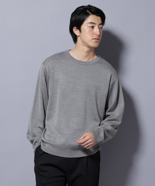 NANO universe(ナノユニバース)の「タスマニアウールミックス ミラノリブリラックスクルーネックニット(ニット/セーター・メンズ・ブラック/トップグレー/ダークブルー/レッド・S/L/M)」の6枚目の写真