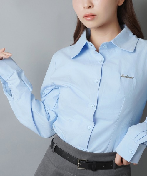 SPINNS(スピンズ)の「長袖シャツ/ワンポイントパーツ付き(シャツ/ブラウス・レディース・サックスブルー/ホワイト・ONESIZE)」の16枚目の写真