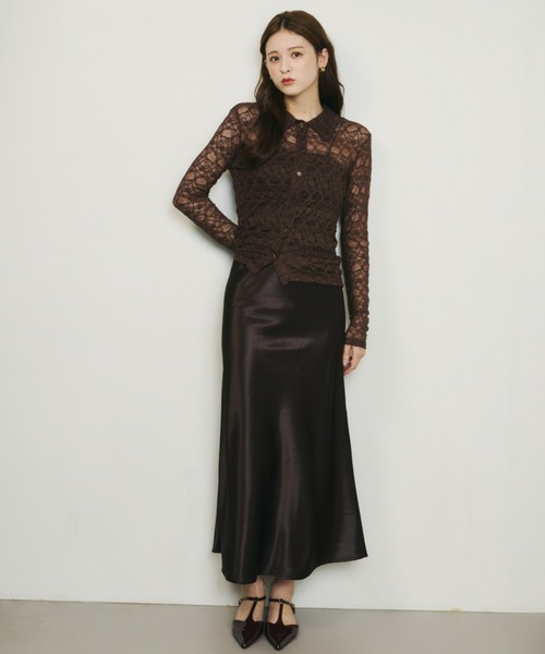 Olu.(オルドット)の「ルミナスサテンライクスカート(スカート・レディース・アイボリー/ブラック/ブラウン・0/1)」の14枚目の写真