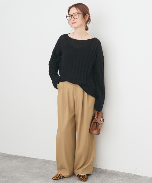 Spick & Span（スピックアンドスパン）の「ワイドリブボードネックプルオーバー（ニット/セーター・レディース・ブラック/カーキ・FREE）」の16枚目の写真